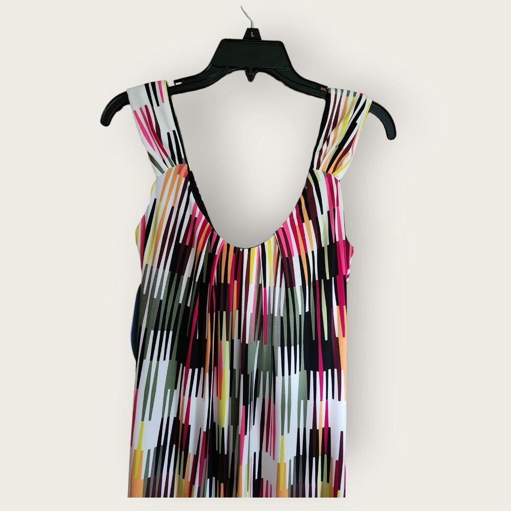 London Times Dress Women's 12  Abstract Geo Pattern Sleeveless Stretch Midi  NWT - Picture 6 of 9